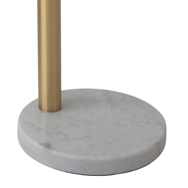 Original 1962 Triplet 3 Light Arc Floor Lamp - Weathered Brass, White Marble Base, Dimmer Switch For Sale In Los Angeles - Image 6 of 13