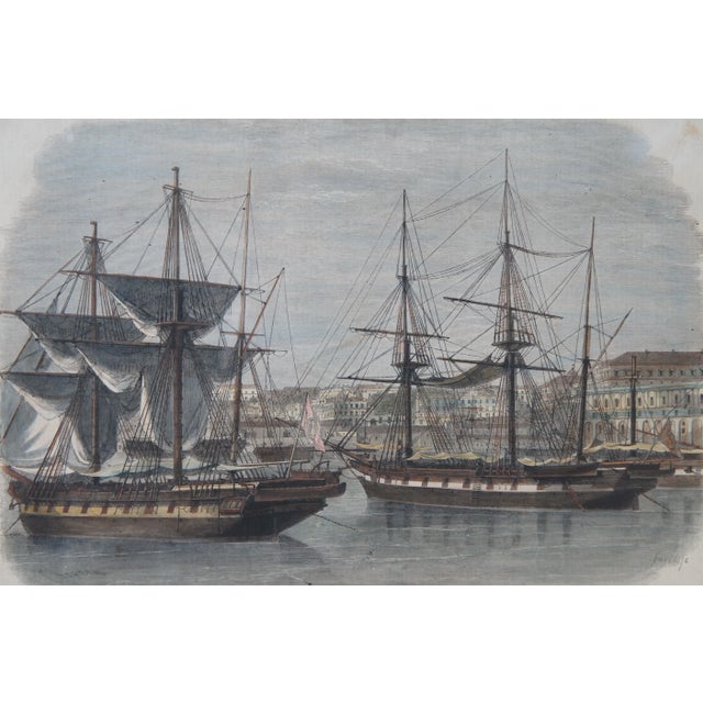 Set of 2 Smyth & Weedon Antique Nautical Maritime Galleon Ship Engravings 22" For Sale - Image 6 of 12