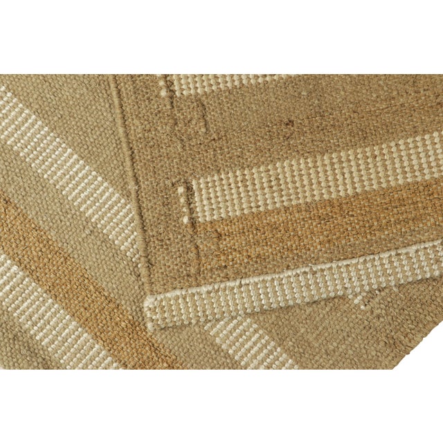 Textile Rug & Kilim’s Scandinavian Rug with Beige and Taupe Geometric Stripes - 5x8 For Sale - Image 7 of 7