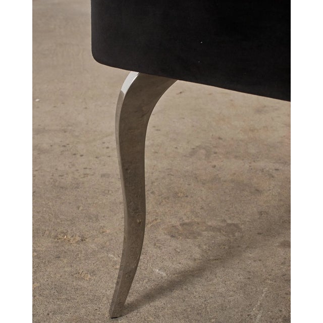 Pair of Fendi Casa Black Velvet Chrome Tulip Chairs For Sale - Image 11 of 12