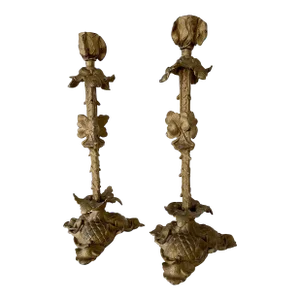 Vintage Cast Metal Candle Holders - a Pair