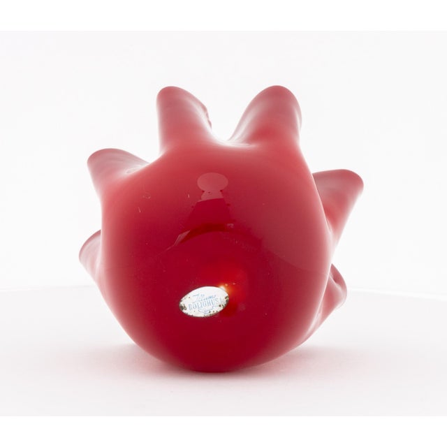Glass Illums Bolighus Red Glass Handkerchief Vase For Sale - Image 7 of 9