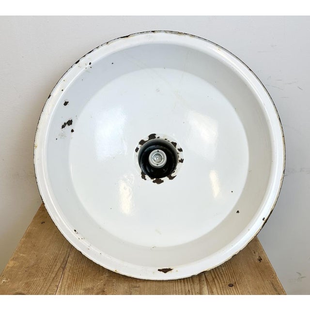 Large Mid-Century Industrial Grey Enamel Factory Lamp, 1950s For Sale - Image 14 of 17