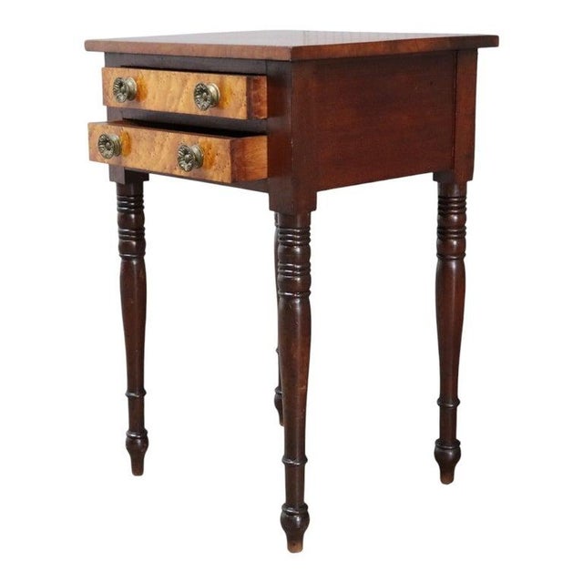 Sheraton Mahogany & Bird’s Eye Maple 2 Drawer Sewing Stand C1830 For Sale - Image 4 of 13