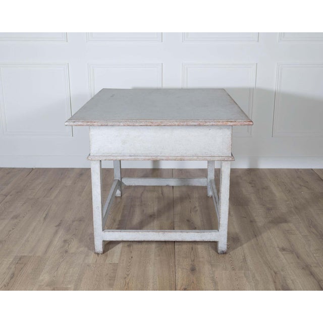 Light Gray Swedish Country Pine Table with Drawer, circa 19th Century For Sale - Image 8 of 8