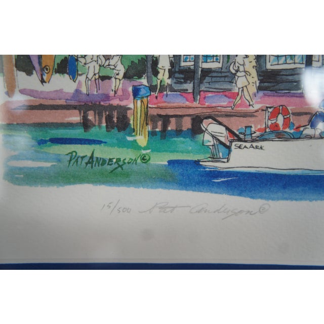 Vintage Pat Anderson Anglers Wharf Nautical Nantucket Harbor Lithograph Print For Sale - Image 4 of 13