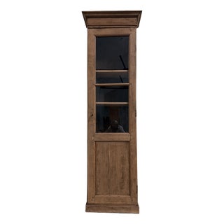 Tall Glass-Fronted Cupboard in Oak, 1890s For Sale