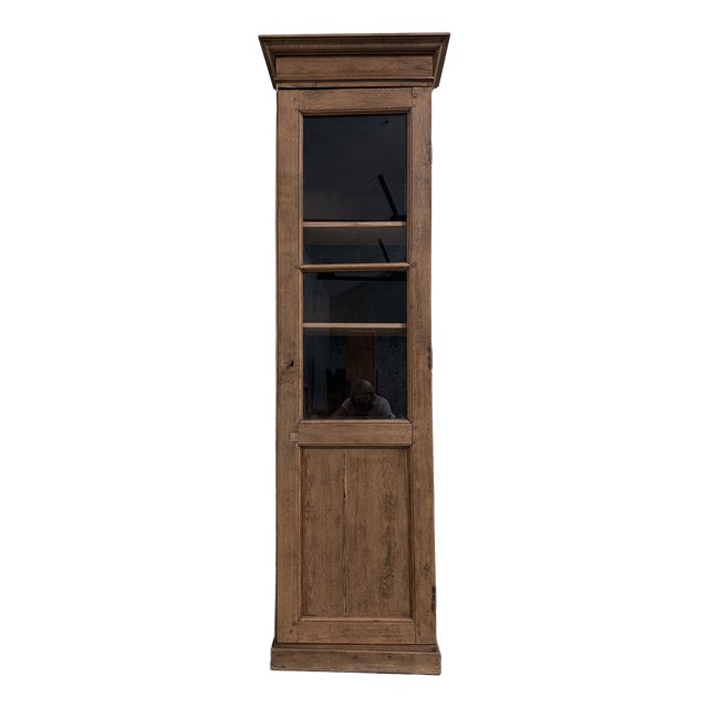 Tall Glass-Fronted Cupboard in Oak, 1890s For Sale