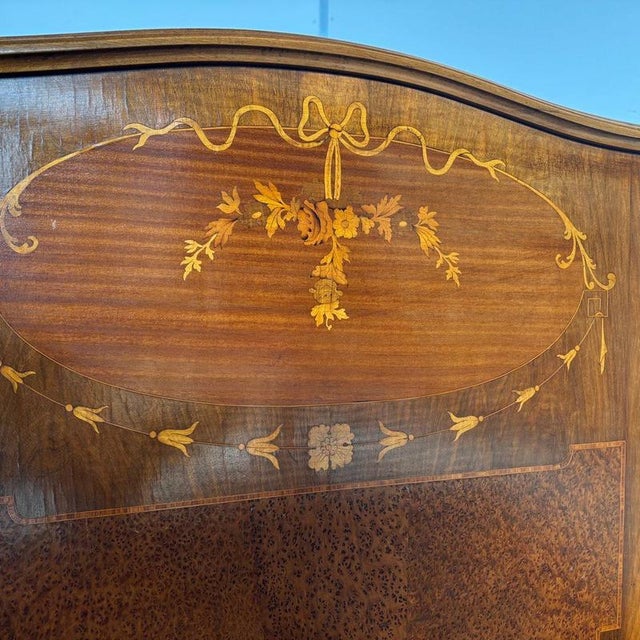 Antique Bed in Walnut Inlaid For Sale - Image 9 of 12
