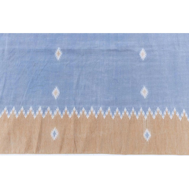 Blue Doris Leslie Blau Vintage Indian Dhurrie Cream Beige Flatweave Cotton Carpet For Sale - Image 8 of 11