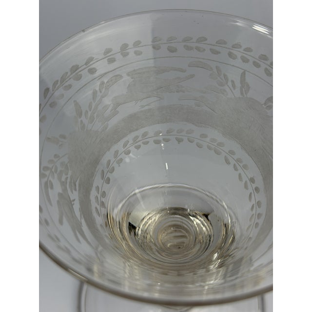 Glass Antique Bohemian Engraved Wine Glass For Sale - Image 7 of 9