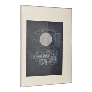 Gary Shaffer "Untitled Silver Circle" Textured Collograph c.1980s For Sale