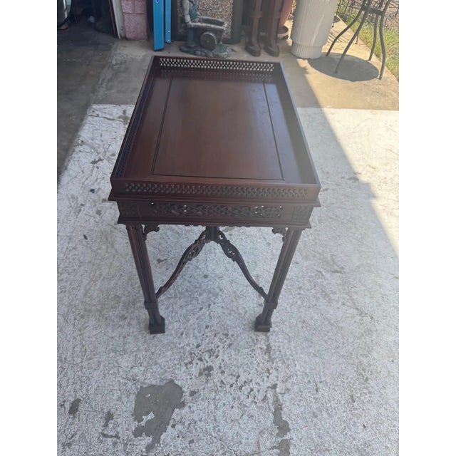 Late 20th Century Late 20th Century Elegantly Mahogany Chippendale Style Accent Table For Sale - Image 5 of 6