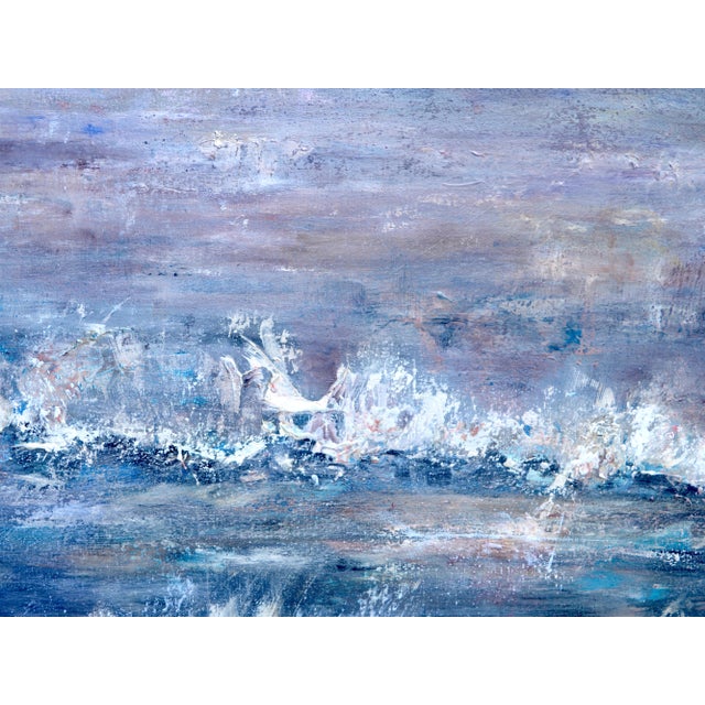 Contemporary With the Moon Behind Me by Penny Rumble. Contemporary Seascape Oil Painting For Sale - Image 3 of 4
