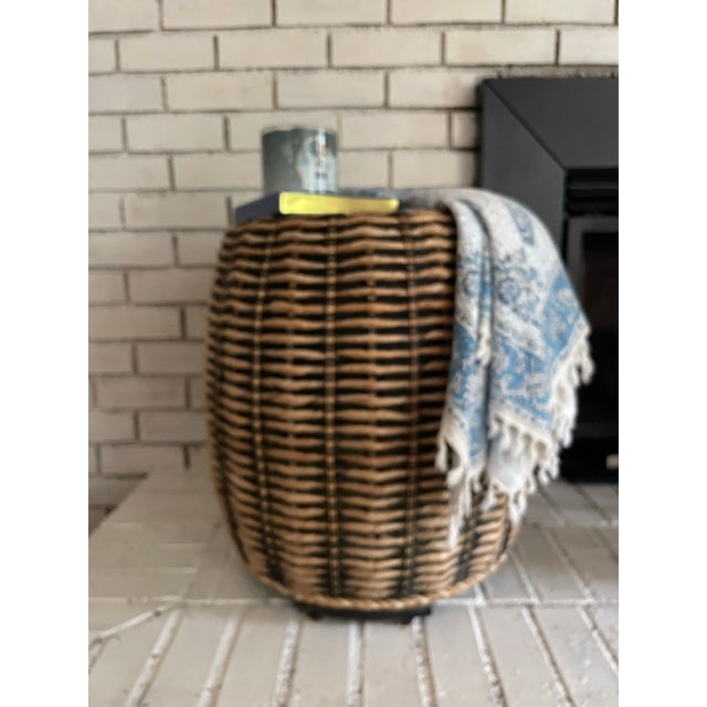 Brown Black Weave Ottoman or Footstool From Pier 1 For Sale - Image 8 of 11