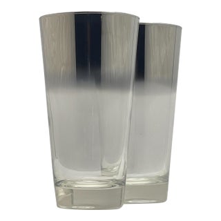 Vintage Silver-Fade Glass Tumblers- A Pair For Sale