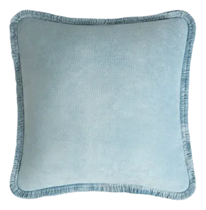 HAPPY PILLOW Light Blue with Light Blue Fringes by Lorenza Briola for LO DECOR