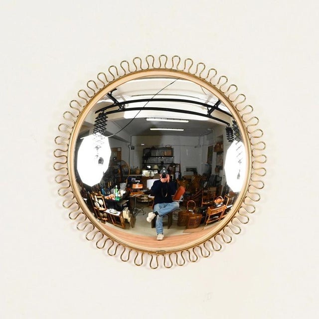 Mid-Century Modern Round Brass Mirror with Wavy Frame by Gio Ponti, Italy, 1950s For Sale - Image 3 of 13