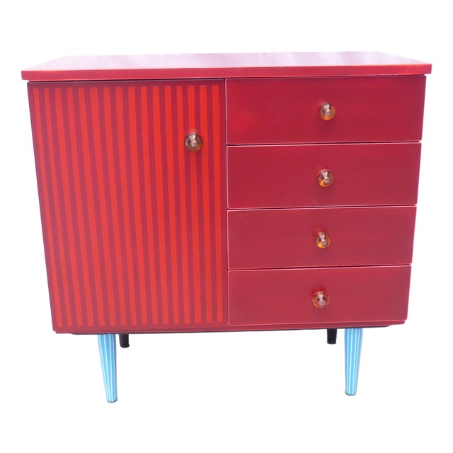 Vintage Cabinet 1 Door 4 Drawers, 1950s For Sale