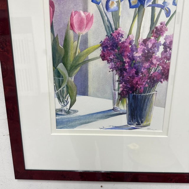 Ruth Beeve Jan's Flowers Framed Watercolor, Circa 1996 For Sale - Image 10 of 12