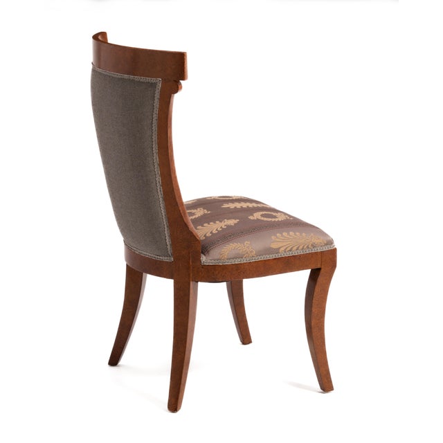 Neoclassical John Widdicomb Klismos Saber Leg Side Chair Jw-1773 Burl Regency Neoclassical 1960s For Sale - Image 3 of 18
