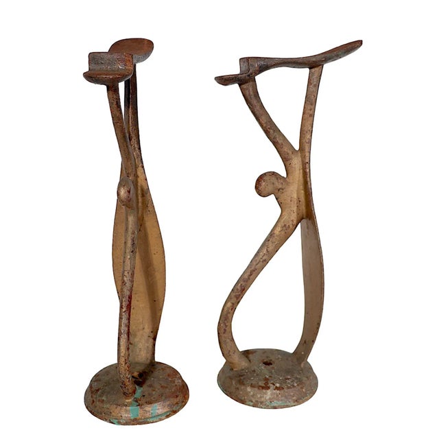 Pr. Antique Cast Iron Shoe Shine Stands C. 1900 For Sale - Image 4 of 6
