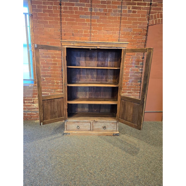 Cabin Rustic Reclaimed Wood Glass-Front Cabinet For Sale - Image 3 of 7