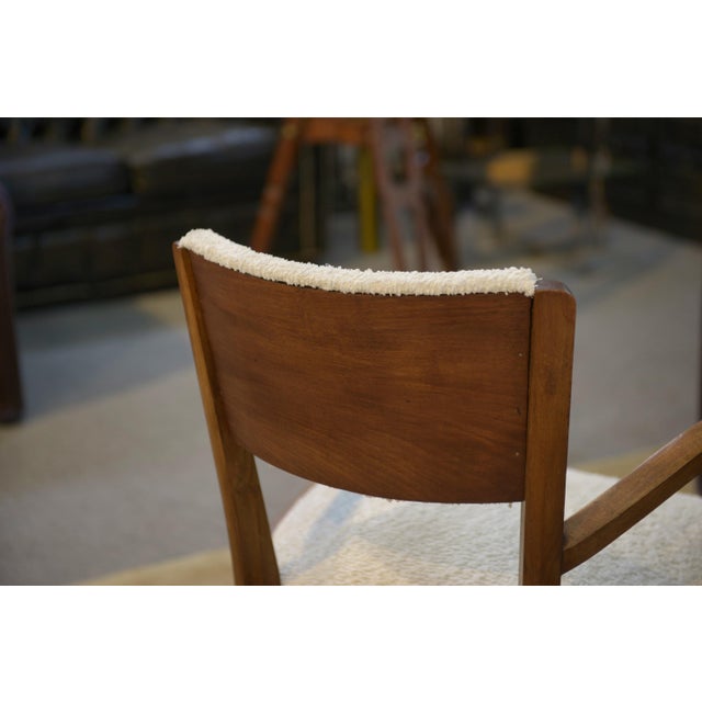 Bridge Chairs in Walnut and Ecru Boucle Fabric, 1930s, Set of 2 For Sale - Image 9 of 13
