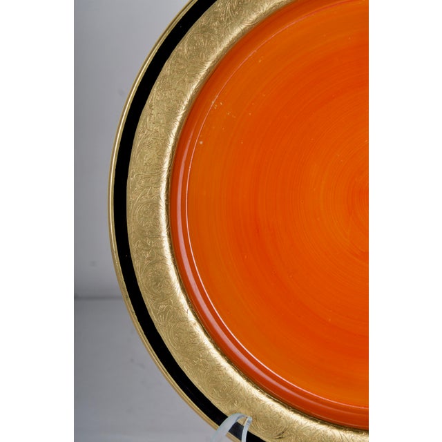 1940s 1940s Glass Charger and Matching Candlesticks With 24k Gold Details - 3 Piece Set For Sale - Image 5 of 13