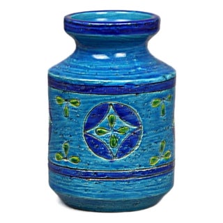 Ceramic Vase in Blue Rimini Liberty by Aldo Londi for Bitossi, 1957s For Sale