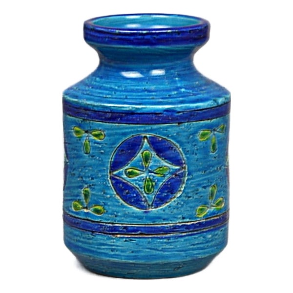 Ceramic Vase in Blue Rimini Liberty by Aldo Londi for Bitossi, 1957s For Sale