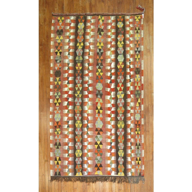 Mid-Century Modern Vintage Tribal Turkish Kilim - 5'7" x 9'6" For Sale - Image 3 of 6