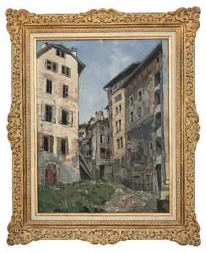 René Samuel Beguin, Village de montagne, 1930, Oil on Canvas, Framed