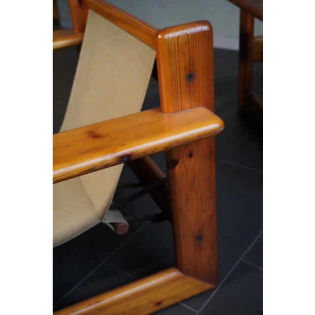 Pine and Fabric Armchairs in the style of Afra and Tobia Scarpa, 1970s, Set of 2 For Sale - Image 16 of 18