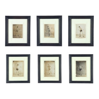 Set of Six 19th-Century Photographs of Boxers For Sale