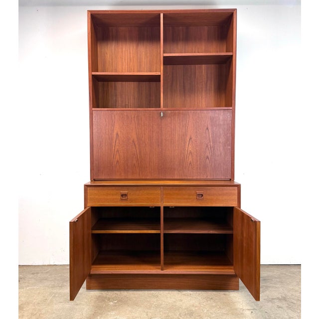 Wood MCM Danish Modern Teak Bookcase Wall Unit by Erik Brouer for Brouer Mobelfabrik For Sale - Image 7 of 12