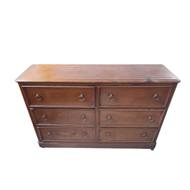 Antique Larch Wood Haberdashery Counter with Wheels and Six Drawers, 1890 For Sale - Image 3 of 18