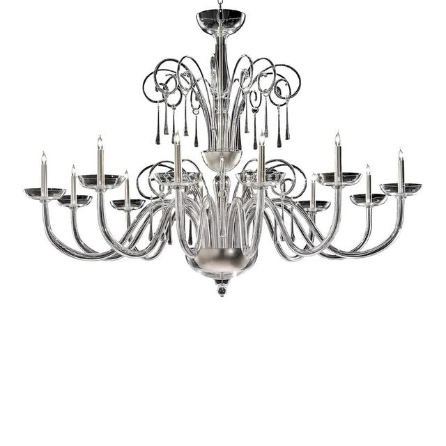 Glass Grand Venetian Curls Murano Glass Chandelier in Clear Glass by Simoeng for Simoeng For Sale - Image 7 of 7