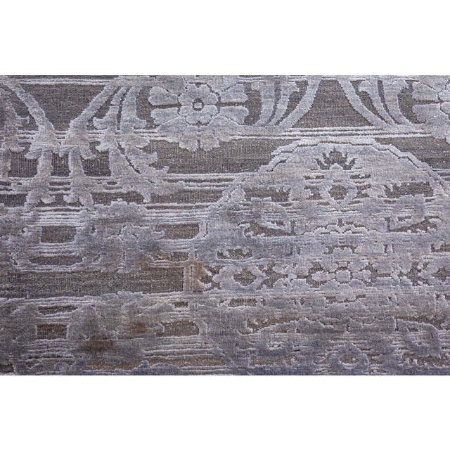 Modern Modern Indian Custom Rug in Tonal Grays – Floral Design by Doris Leslie Blau For Sale - Image 3 of 10