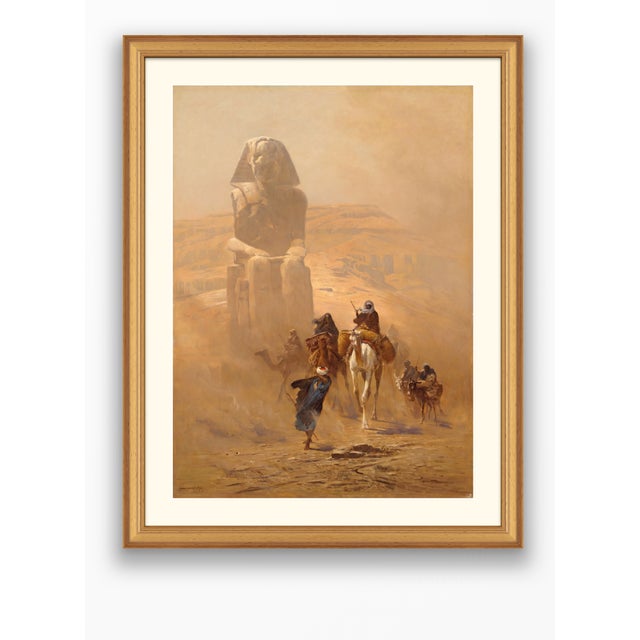 Sand Atelier Aria Lumae Ludwig Hans Fischer the Khamsin Egypt Caravan and Colossi of Memnon Desert Landscape Fine Art Gallery Board Print 16" X 24" For Sale - Image 8 of 15