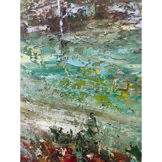 Green Impressionistic Landscape Original Oil Painting For Sale - Image 8 of 12