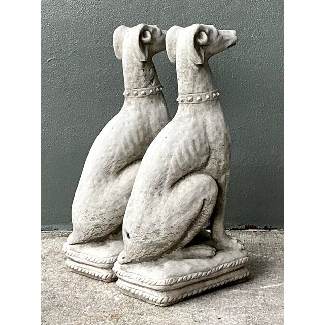 Gray Vintage Cast Concrete Dogs - A Pair For Sale - Image 8 of 12