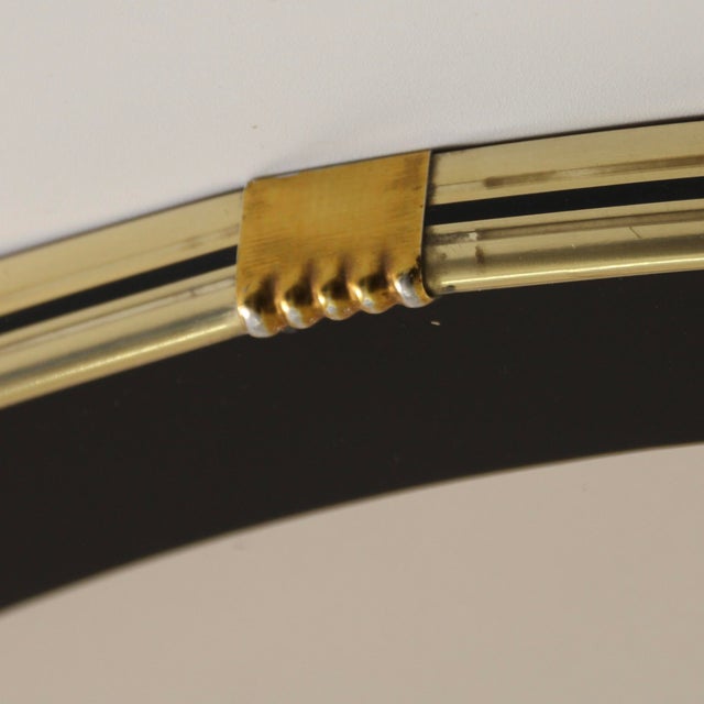 Metal Mid-Century Modern Wall Mirror with Black Rim Ornament, 1950s For Sale - Image 7 of 8