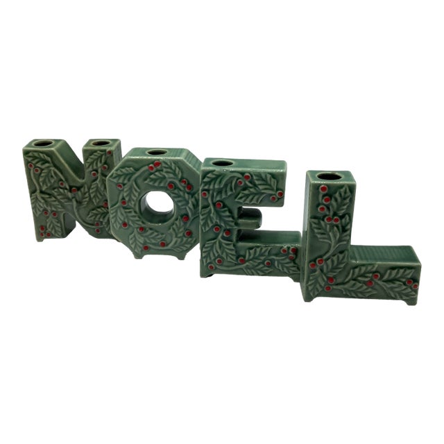 Vintage Ceramic Christmas Noel Letters Candle Holders Lipper and Mann Japan - Set of 4 For Sale