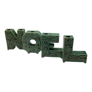 Vintage Ceramic Christmas Noel Letters Candle Holders Lipper and Mann Japan - Set of 4