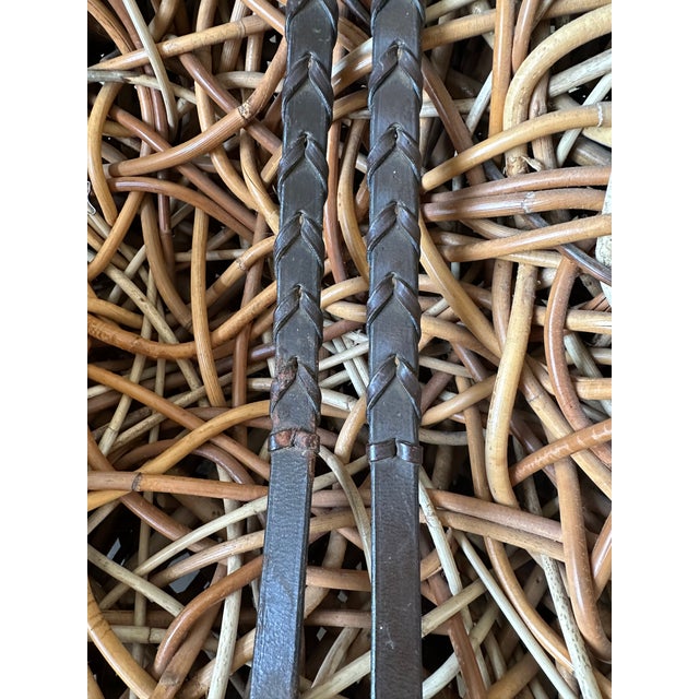 Vintage English Leather Laced Braided Snaffle Horse Reins For Sale - Image 14 of 17