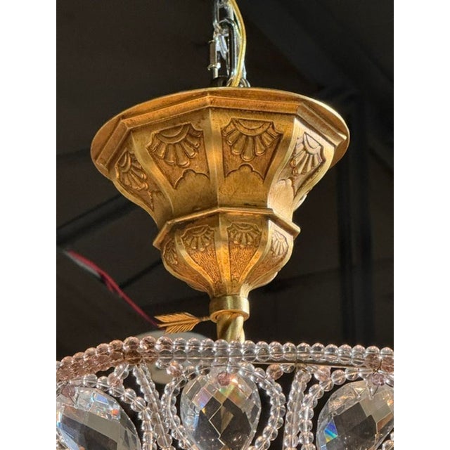 Mid 20th Century French Maison Bagues Manner Beaded Bell Shape Chandelier For Sale In Dallas - Image 6 of 7