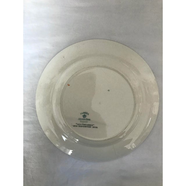 Ceramic Antique Johnson Bros. Art Deco Les Fontaines Paris Exposition 1925 Hand Painted Luncheon Plates, Set of 2 For Sale - Image 7 of 10