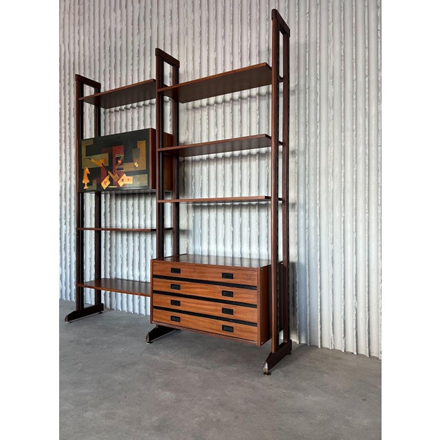 Mid-Century Modern Italian Teak Wall Unit, 1960s For Sale - Image 9 of 9