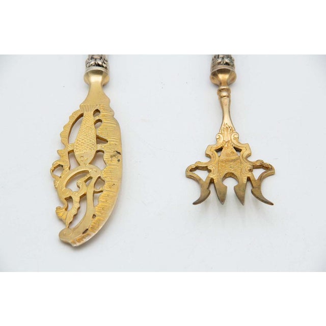Gold Silver Fish Knife and Fork Set, Set of 2 For Sale - Image 3 of 4